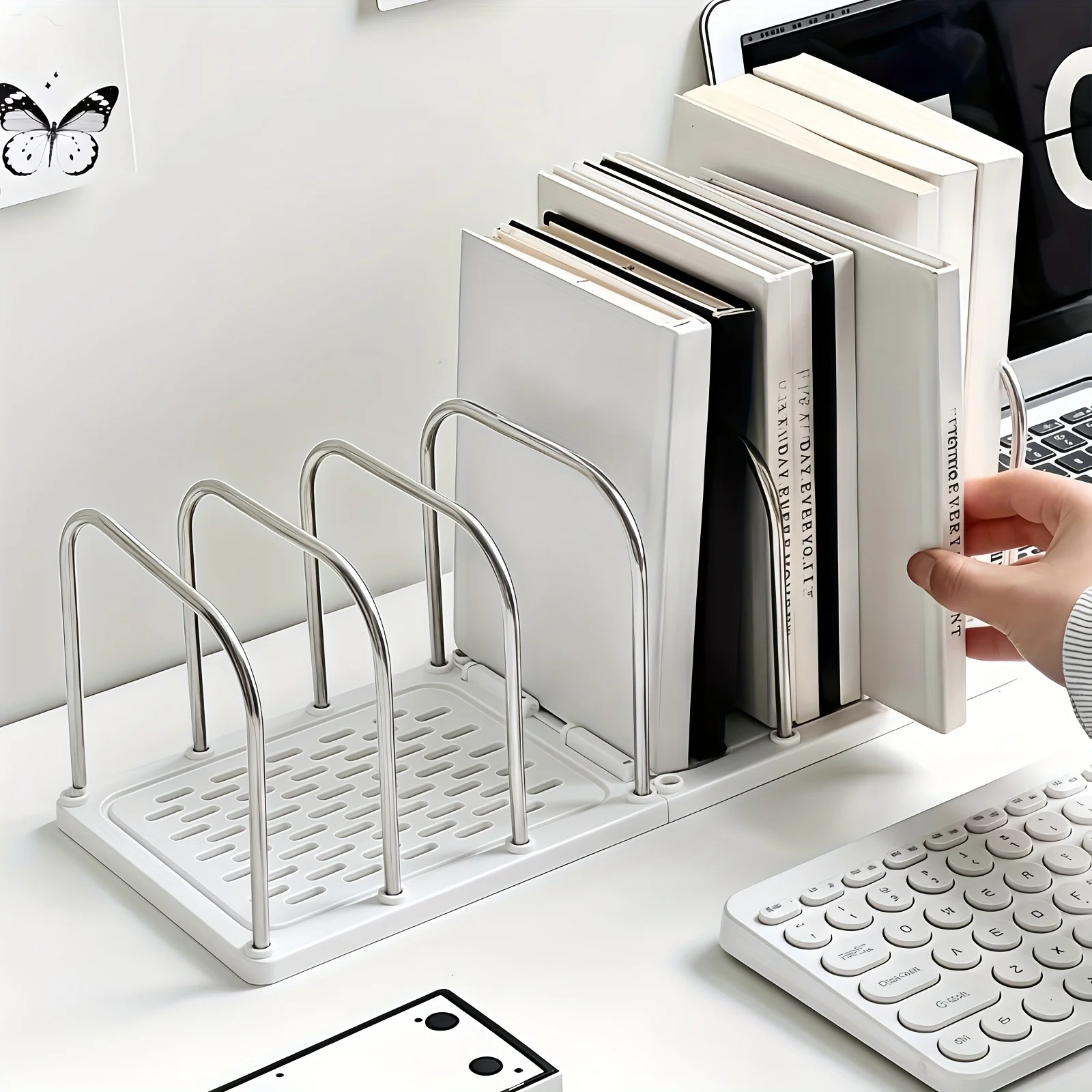 PP Material Desktop Bookshelf | Non-Slip Base  Modern Minimalist Office Desk Organizer Shelf  |  Study Table Storage Rack