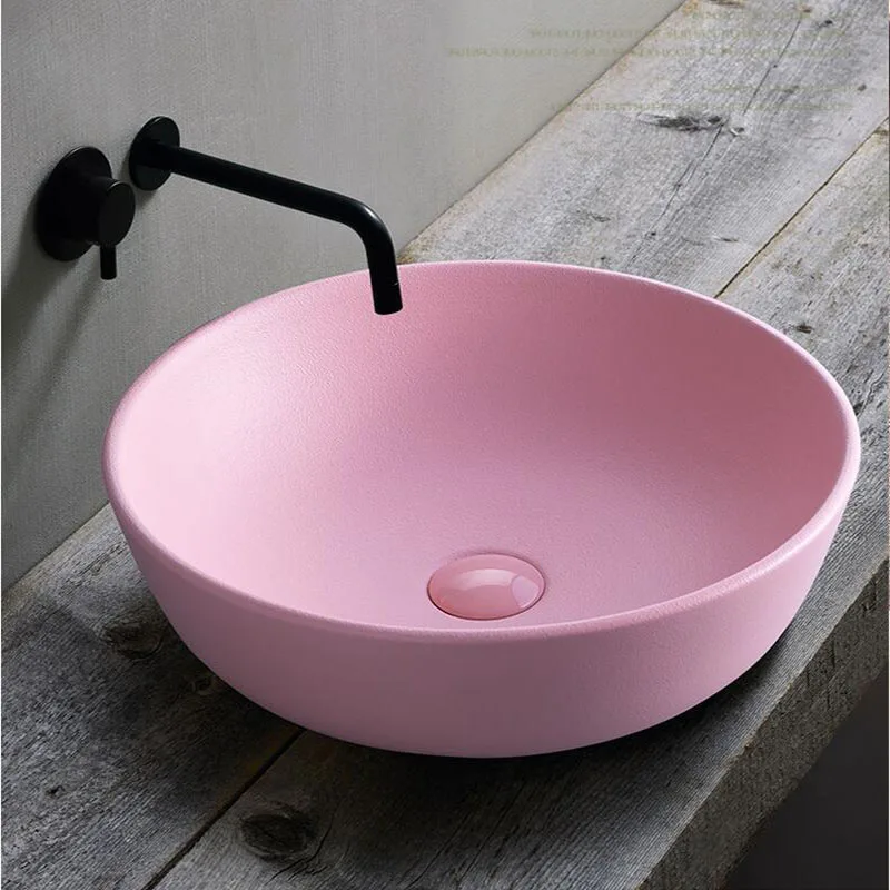 Simple Household Ceramic Washbasin Toilet Bathroom Small Utensils Sink Bowl Pink Basin Washbasin Bathroom Sink