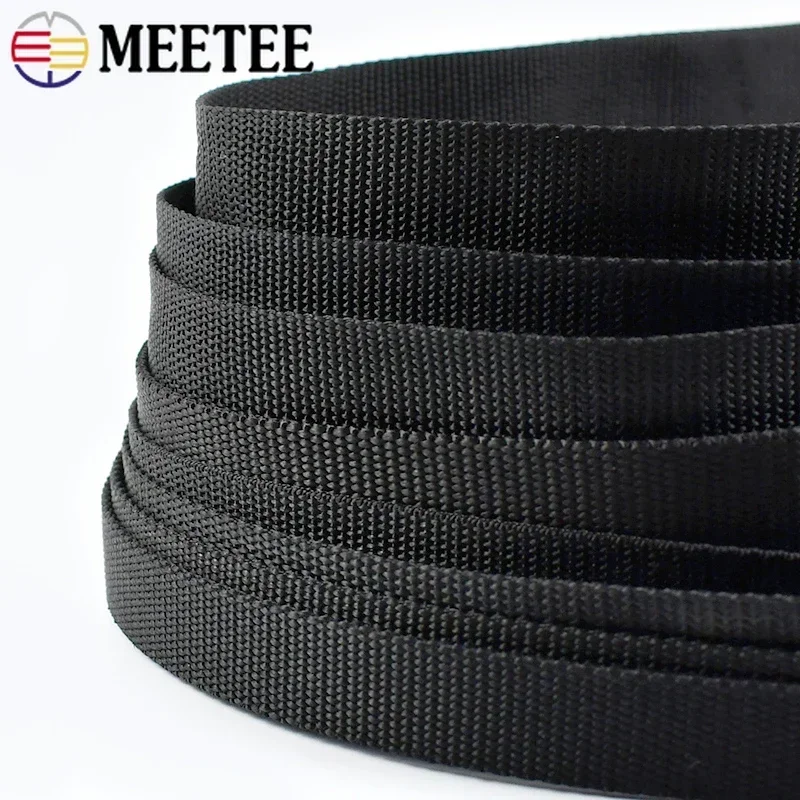 5/10Meters Black Polyester Webbing Band for Strap Backpack Pet Collar Ribbon Tapes DIY Belt Bag Garment Bias Binding Accessory