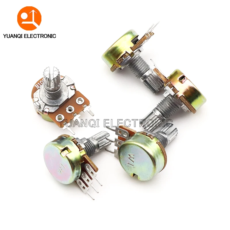 5Pcs WH148 1K 2K 5K 10K 50K 100K 500K B1K B2K B5K B10K B20K B50K B100K B500K 3Pin 15mm Shaft Amplifier Dual Stereo Potentiometer