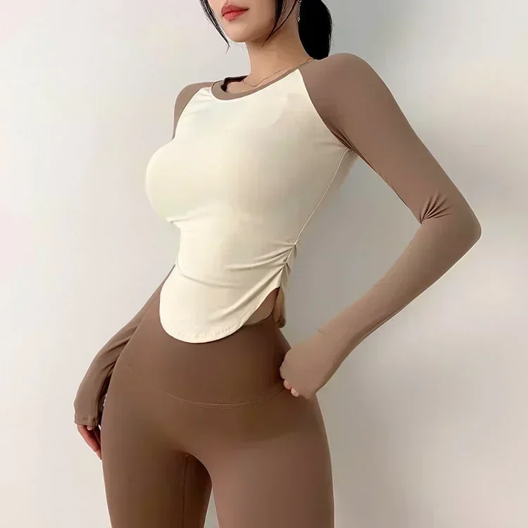 Cloud Hide Super Sexy Girls Yoga Shirts Running Long Sleeve Blouse Workout Sports Gym Top Women Running T-Shirt Fitness Shirt