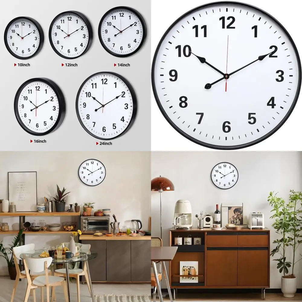 

24 Black Vintage Wall Clock - Silent Quartz, Battery-Powered, Stylish for Home & Outdoor Spaces