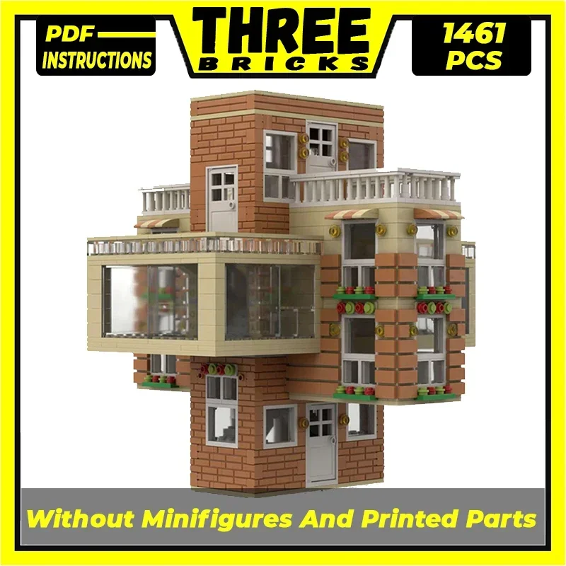 City Street View Model Moc Building Bricks Kongming Lock Crossor House Technology Blocks Gifts Christmas Toys DIY Sets Assembly