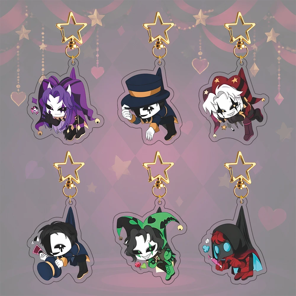 Freak Circus Pierrot Harlequin Mime Plague Doctor Jester Chibi Acrylic Charm Pendant Bag Hanging Decor Fan Gift keychain