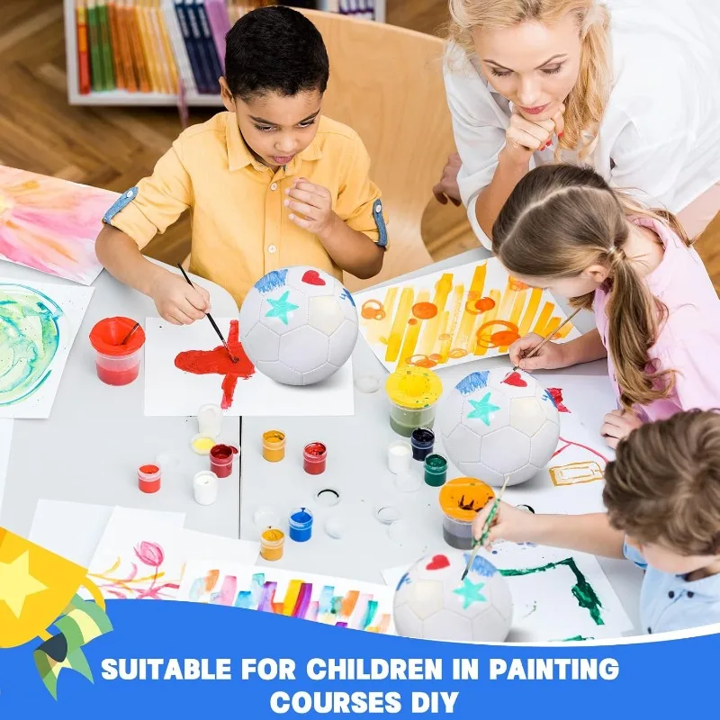 

Size 5 Pure White Soccer Ball,DIY Soccer for Kids Painting Training,DIY Kids Gift Painting Together with Kindergarten Teacher