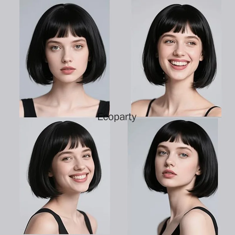 هالوين حزب الدعامة الملونة قصيرة مستقيم بوبو شعر مستعار اصطناعي للنساء الجدة الأزياء الانفجارات مستقيم بوب شعر مستعار هدية النظارات الشمسية