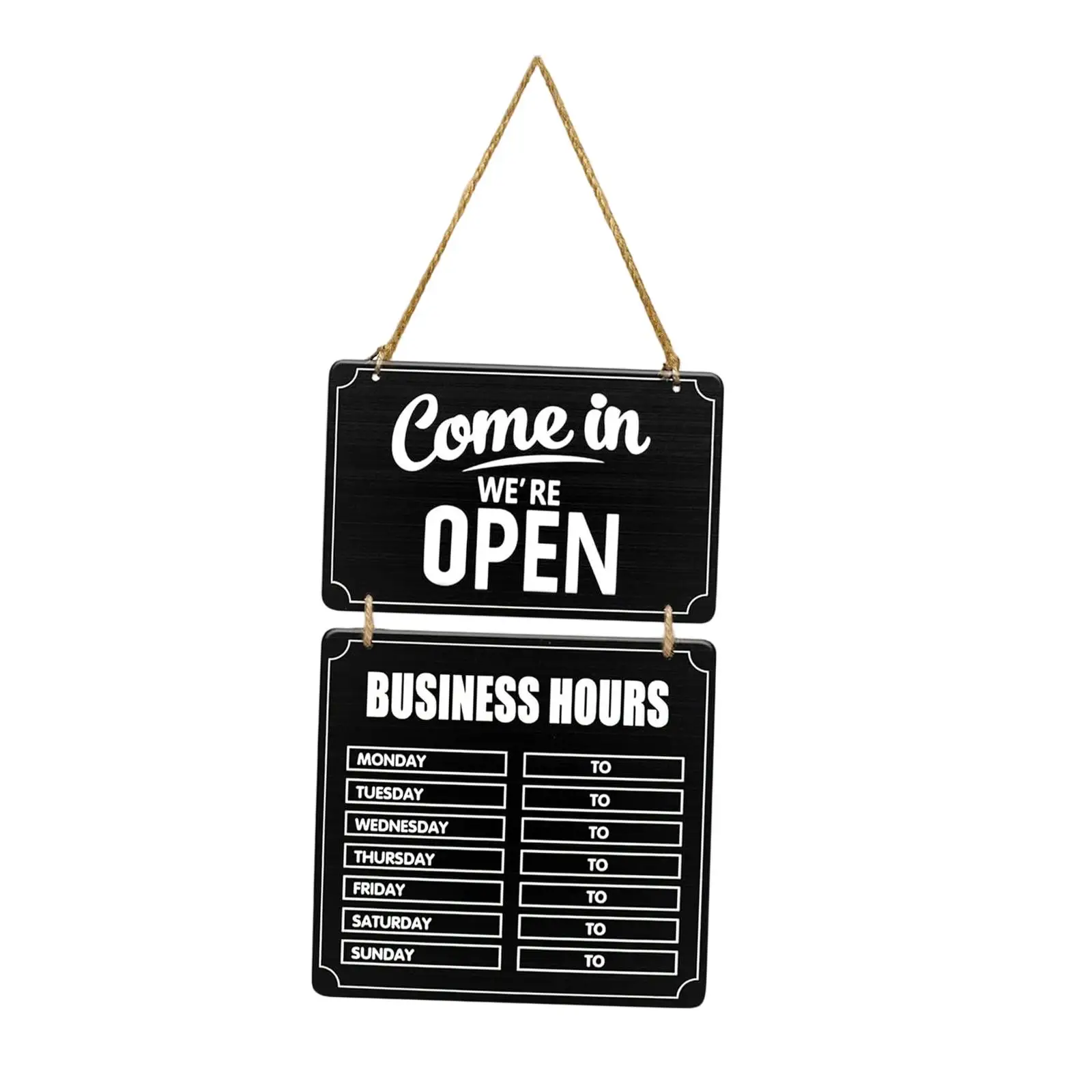 Double Sided Wooden Open and Closed Mark Business Hours Board with Time Stickers for Store Window