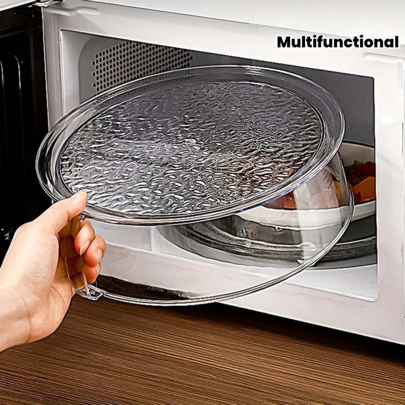 

1Multifunctional Microwave Oven Splash Guard - Heat Resistant200°C，360°Splash Proof，Plastic food cover with stackable design，Veg