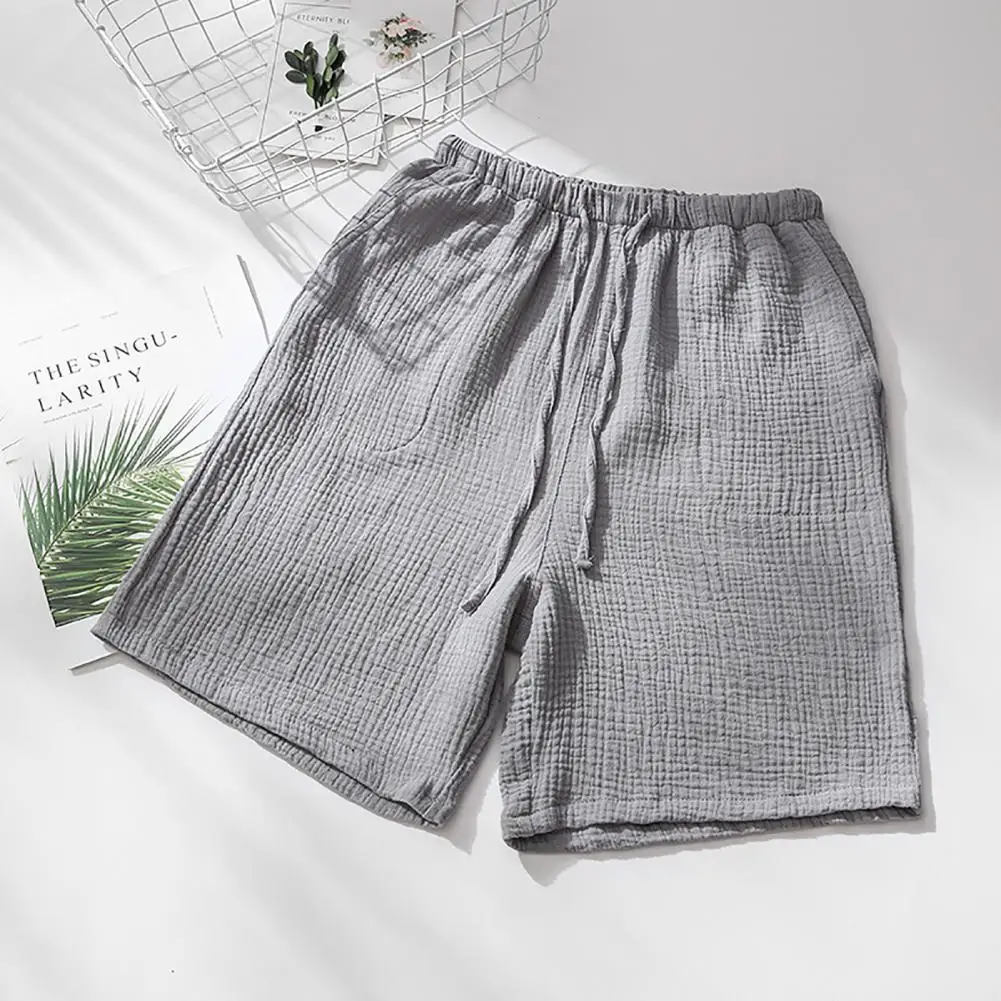 

Mid-rise Elastic Waistband Drawstring Pockets Sleeping Shorts Men Summer Casual Short Pajama Shorts Homewear Sleepwear Shorts