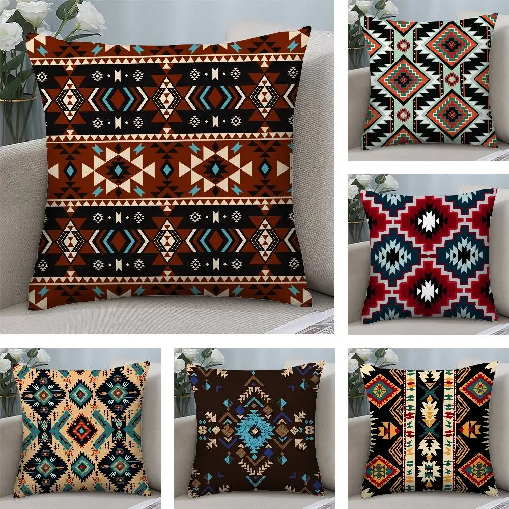 

Ethnic Style Pattern Pillow Case Short plush Double-sided Print Square Throw Pillow Covers Sofa Home Cushion Decor