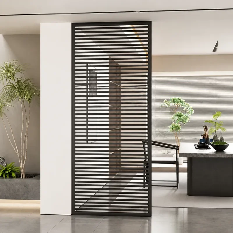 Wabi Sabi Cross Grid Screen Stainless Steel Grille Partition Modern Simple Wrought Iron Divider for Office Living Room Entry