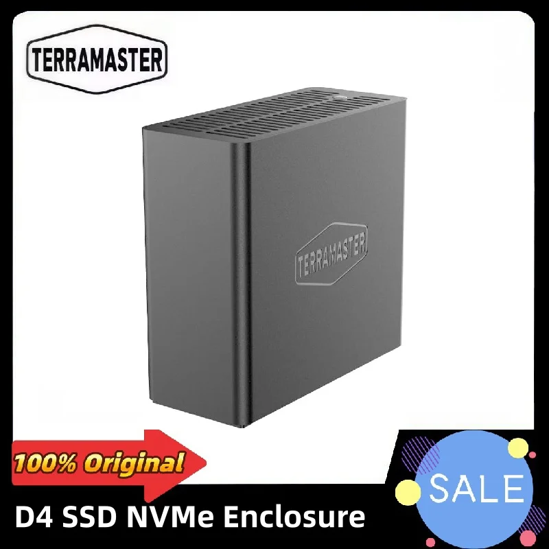 Корпус SSD TERRAMASTER D4 NVMe, 40 Гбит/с, 4 отсека, USB-накопитель TypeC, поддержка твердотельных накопителей 4xM.2 NVMe 2280 для резервного копирования данных в комплекте (без дисплея)