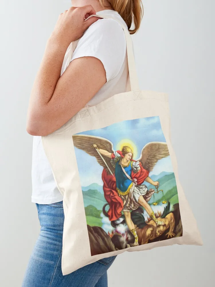 

St Michael the Archangel Angel Catholic Saint Tote Bag Gift bags hand bag Canvas sac pour femme