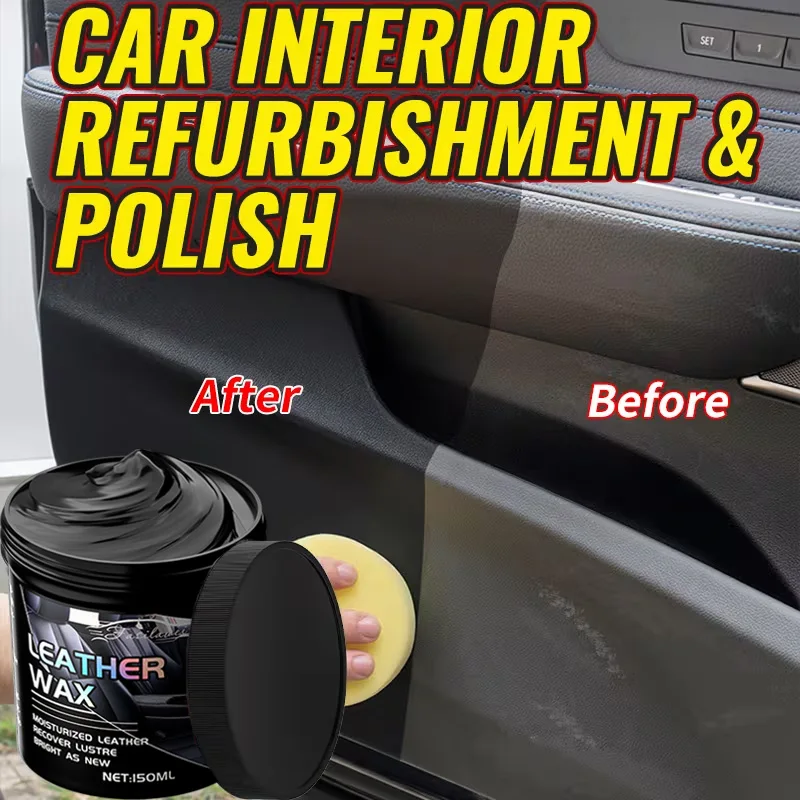 

Car Interior Leather & Plastic Restorer Wax Cream - Dashboard Shine Renewal Leather Seat Repair Tire Gloss Coating