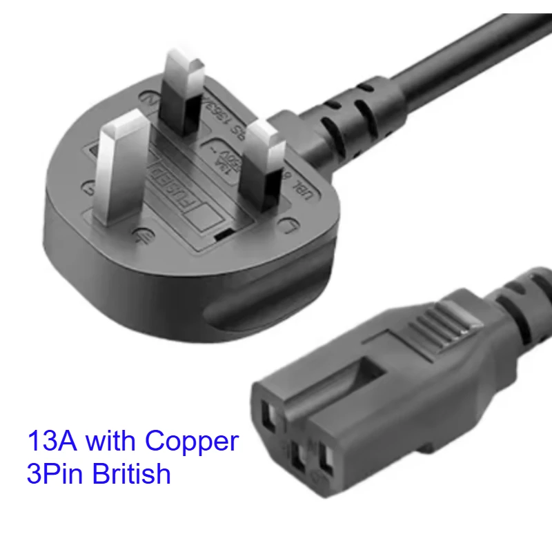 1.5/2/3 Meters 0.75/1/1.5 Square Pure 13A with Copper 3Pin British British Single-ended Cord Power Cord Plug Bare Tail Standard