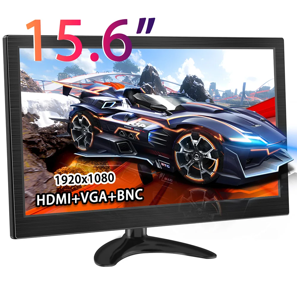 Portable Monitor Security Computer Monitor with Built-in Dual Speakers HDMI VGA BNC Input for Laptop CCTV Raspberry Pi  PS3/4/5