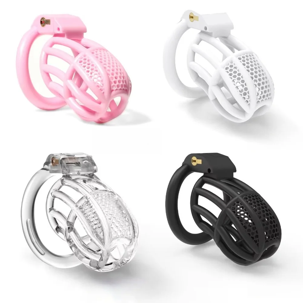 Mesh Honeycomb Chastity Lock Virginity Lock Breathable Sex Toy for Men Gay Small Sissy Chastity Cage with 4 Base Ring Sex Shop
