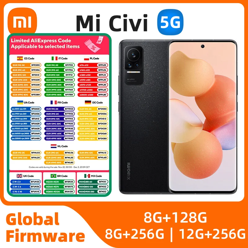 Xiaomi CIVI Android 5G Unlocked 6.55 inch 12GB RAM 256GB All Colours in Good Condition Original used phone