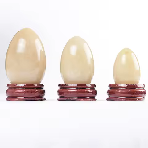 Natural Jade Yoni Egg White Massage Egg Set Undrill&amp;Wooden base Crystal Mineral Ball Kegel Exercise Pelvic Floor Muscle Vaginal