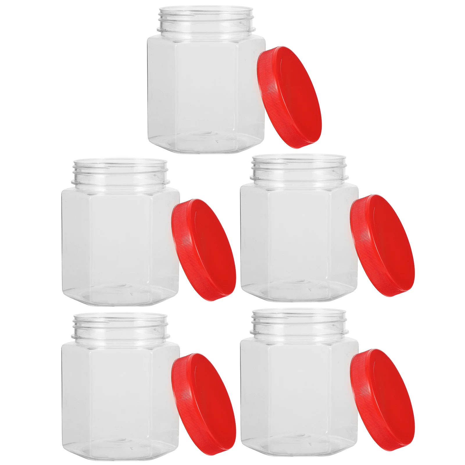 

5pcs Airtight Food Jars Dry Food Jar Kitchen Storage Containers Clear Large Capacity Plastic Storage Canister For Sugar Tea