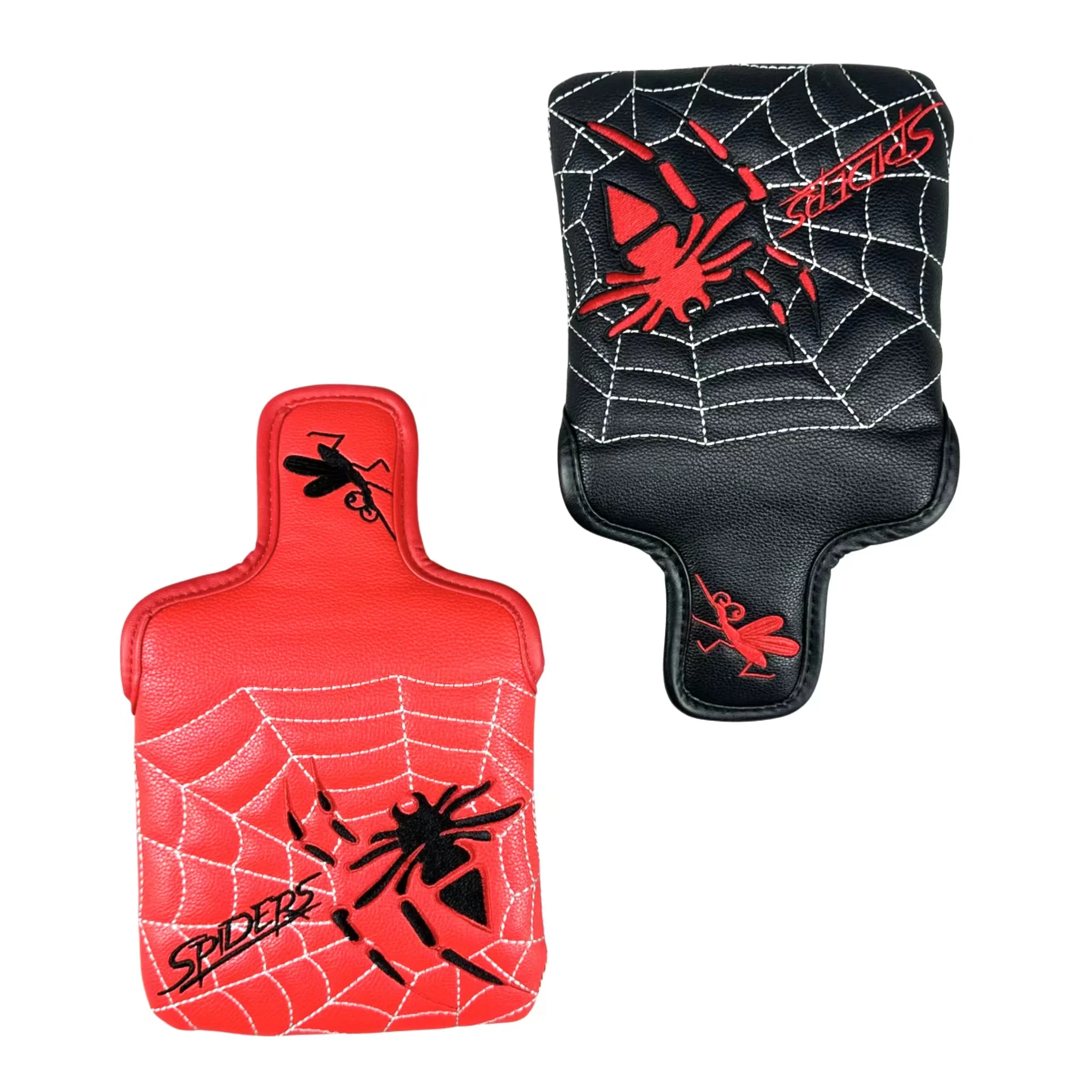 1pc Spider Pattern Golf Putter Cover PU Leather Large Mallet Golf Head Cover Magnetic Closure Golf Head cover