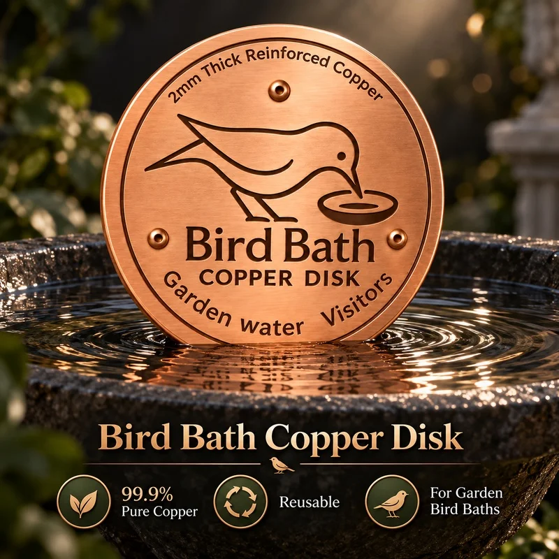 99.9% Pure Copper Bird Bath Disk Reusable Birdbath Water Cleaner Garden Outdoor Bird Bath Accessory for Wild Birds