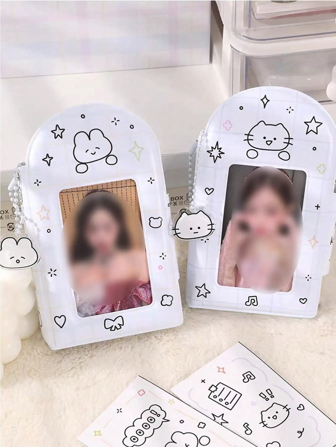 Sharkbang 3 Inch Photo Album Book, Rabbit  Cute 28 Pockets Postcards Collect Book, Fit for Postcards/Idol Cards Organizer