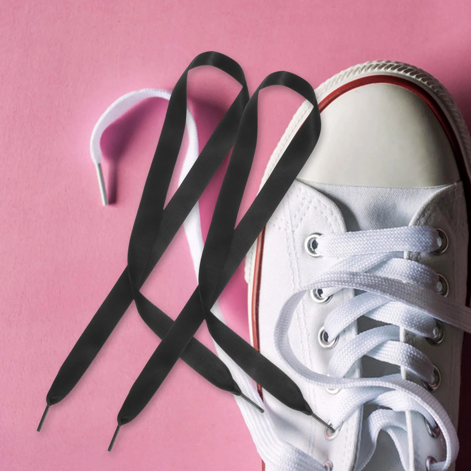 0.7m fita de seda preta cadarços planos moda sapato cordas leves para sapatos femininos decoração projetos diy fita sapato