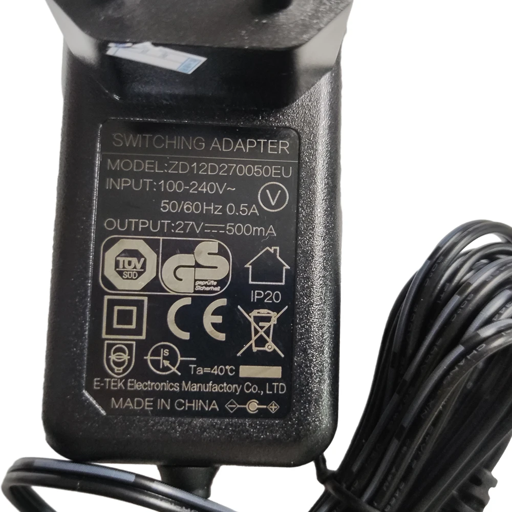 27V 0.5A ZD12D270050EU SWITCHING ADAPTER For Vacuum Cleaner 27V 500mA Charging