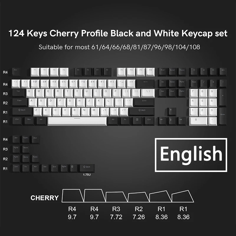 XVX Schwarz Weiß Zweifarbige Tastenkappe Japan Koreanisch Russisch Kirschprofil Frontschnitzerei PBT Für Magnetschalter Mechanische Tastatur