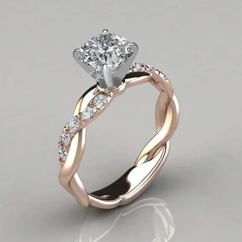 2026 Elegant Cushion Cubic Zirconia Twist Rings for Women Exquisite Engagement Wedding  Anniversary Gift Fashion Jewelry