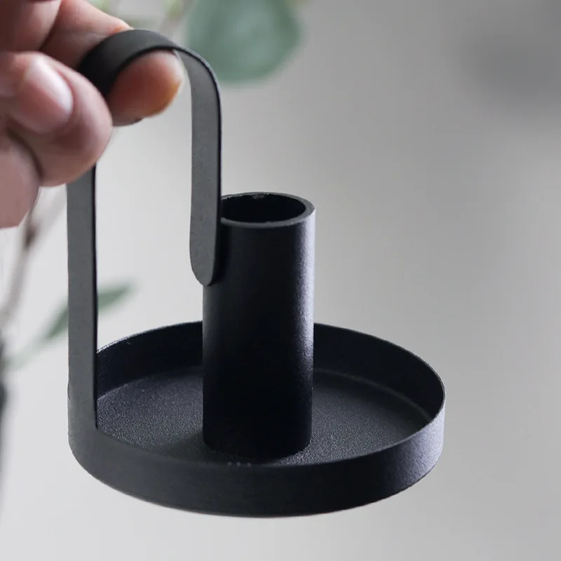 

Christmas Decoration Supplies Candle Holder Decoration Metal Creative Handheld Tray Wax Cup Black Candle Holder