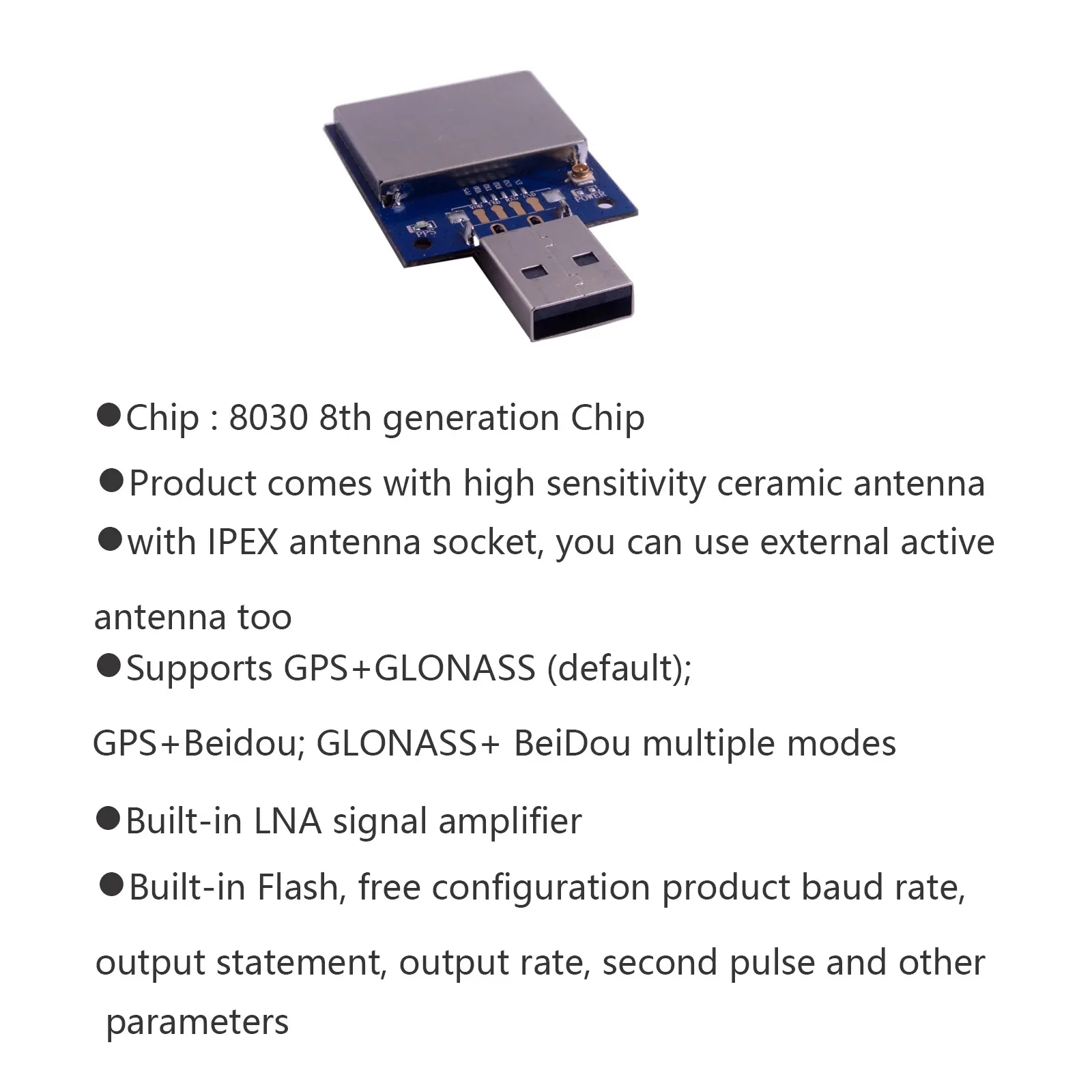 ForM8N USB GPS Module Beidou Glonass Receiver Navigation GPS Antenna IPX to Cable for Arduino Pixhawk Flight Control