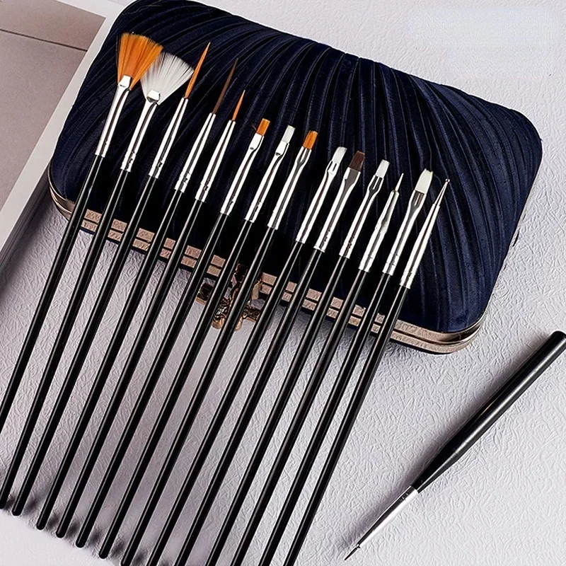 15-delige nagelborstelset manicure gel art tool acrylpoeder carving liner kit