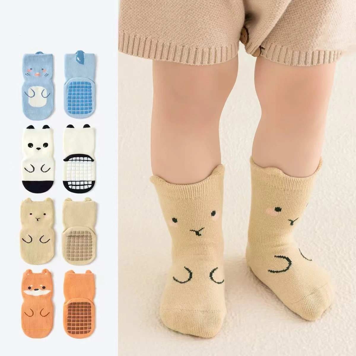 Infant Toddler First Walker Socks For Boys Girls Cartoon Animal Baby Non-slip Floor Sock Spring Autumn Soft Cotton Sock 0-5Years