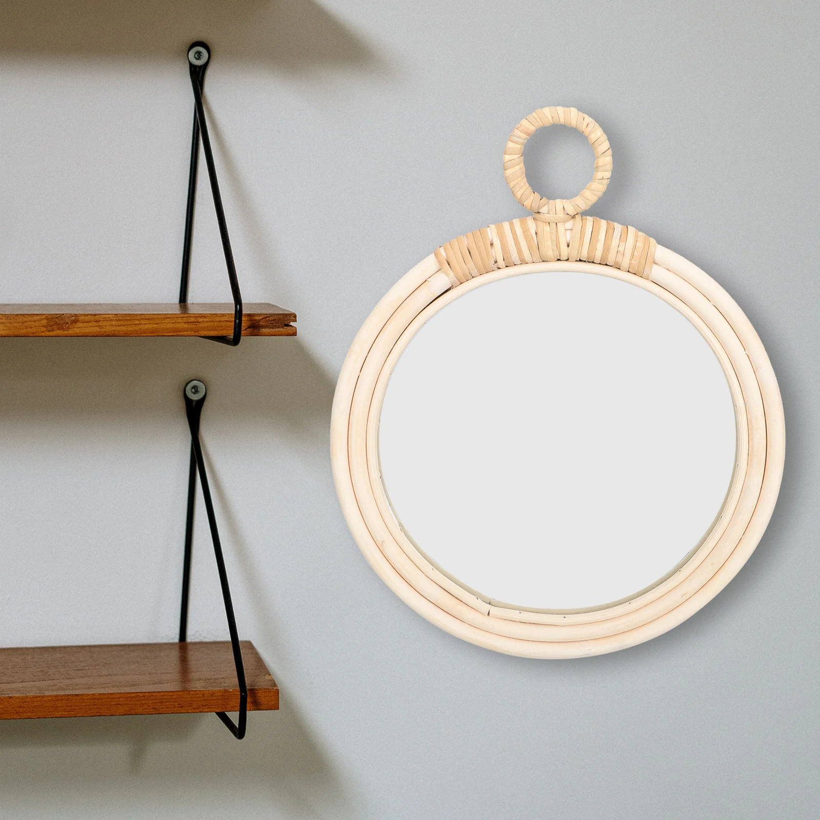 Wicker Woven Mirror Decorative Wall-Mounted Makeup Mirror for Bathroom Bedroom Hotel Nordic Style Home Decor Wall Decor