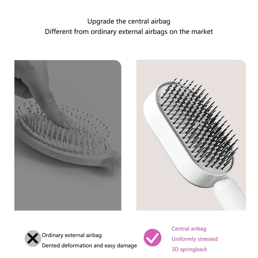 Massage Comb Hair Brush Air Cushion One-Key Self Cleaning Hair Comb Professional Detangling Scalp Air Bag Combs For Hair