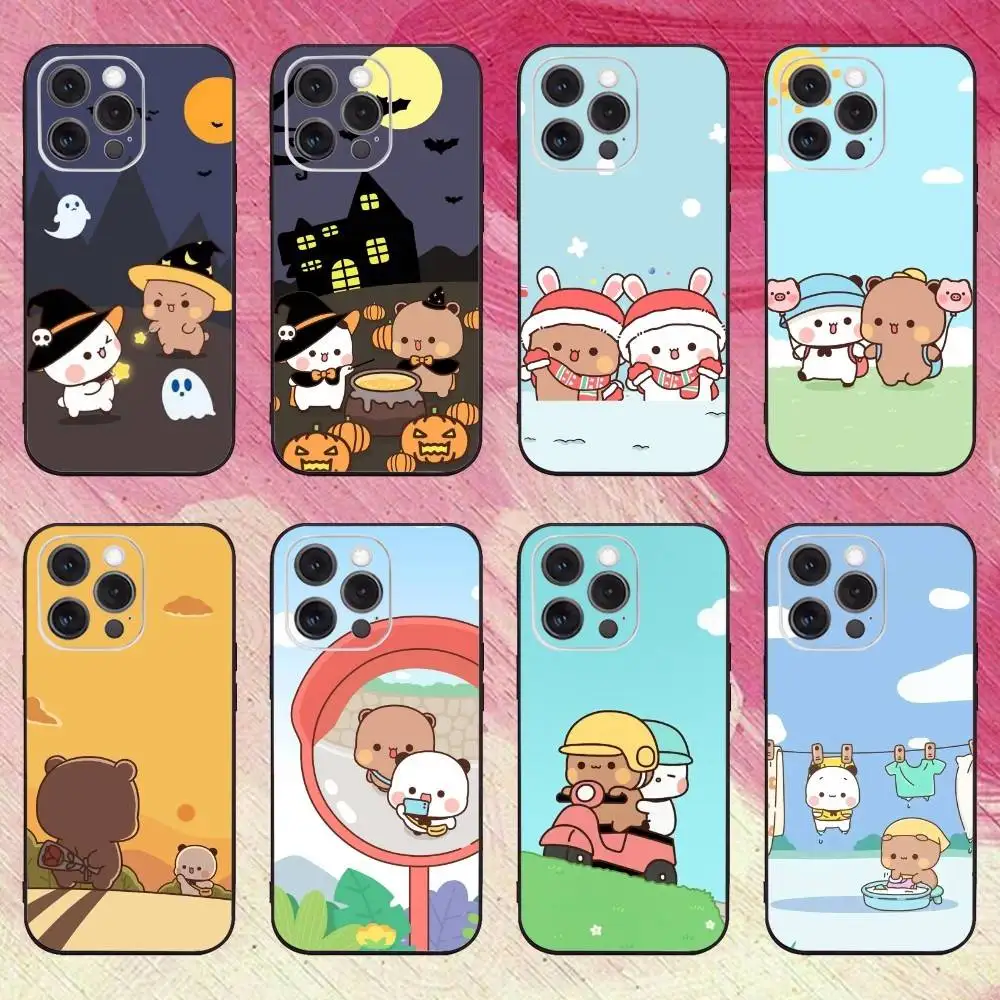 

Cute BuBu12 D-uDu Phone Case For iPhone17,16,15,14,13,12,11 Plus,Pro Max Soft Black Cover