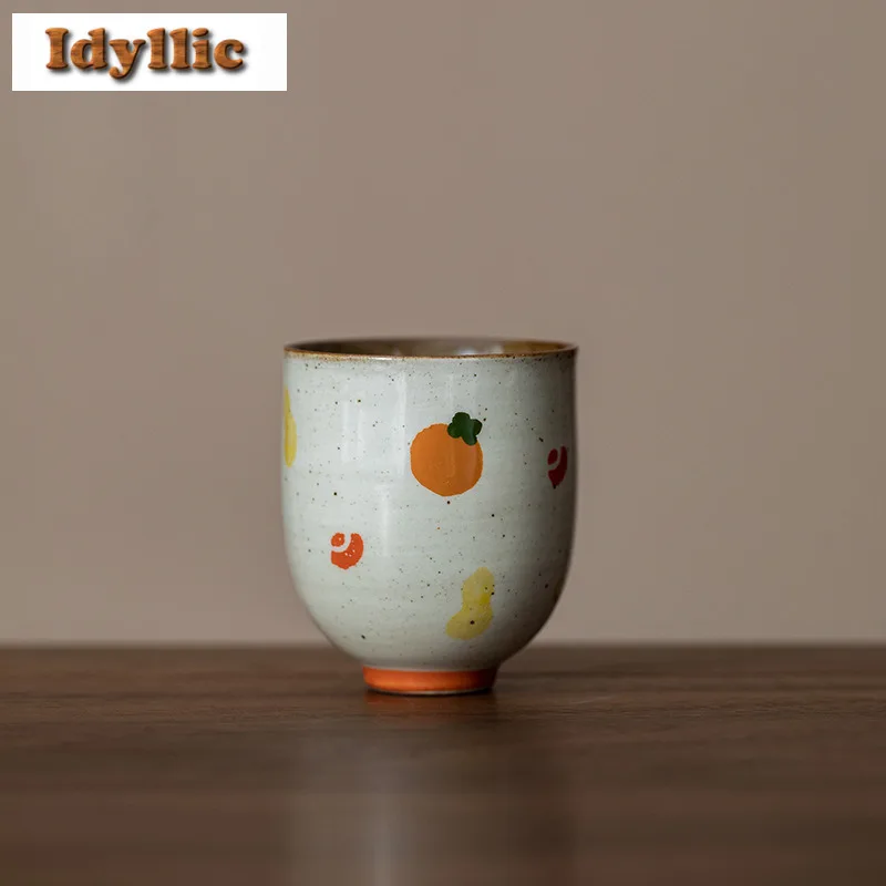 

2 шт./лот, нарисованная вручную грубая керамическая чашка с хурмой, чайная чаша, набор чашек, чашка для дегустации чая, чашка для запаха Jianzhan Master, чай 60 мл