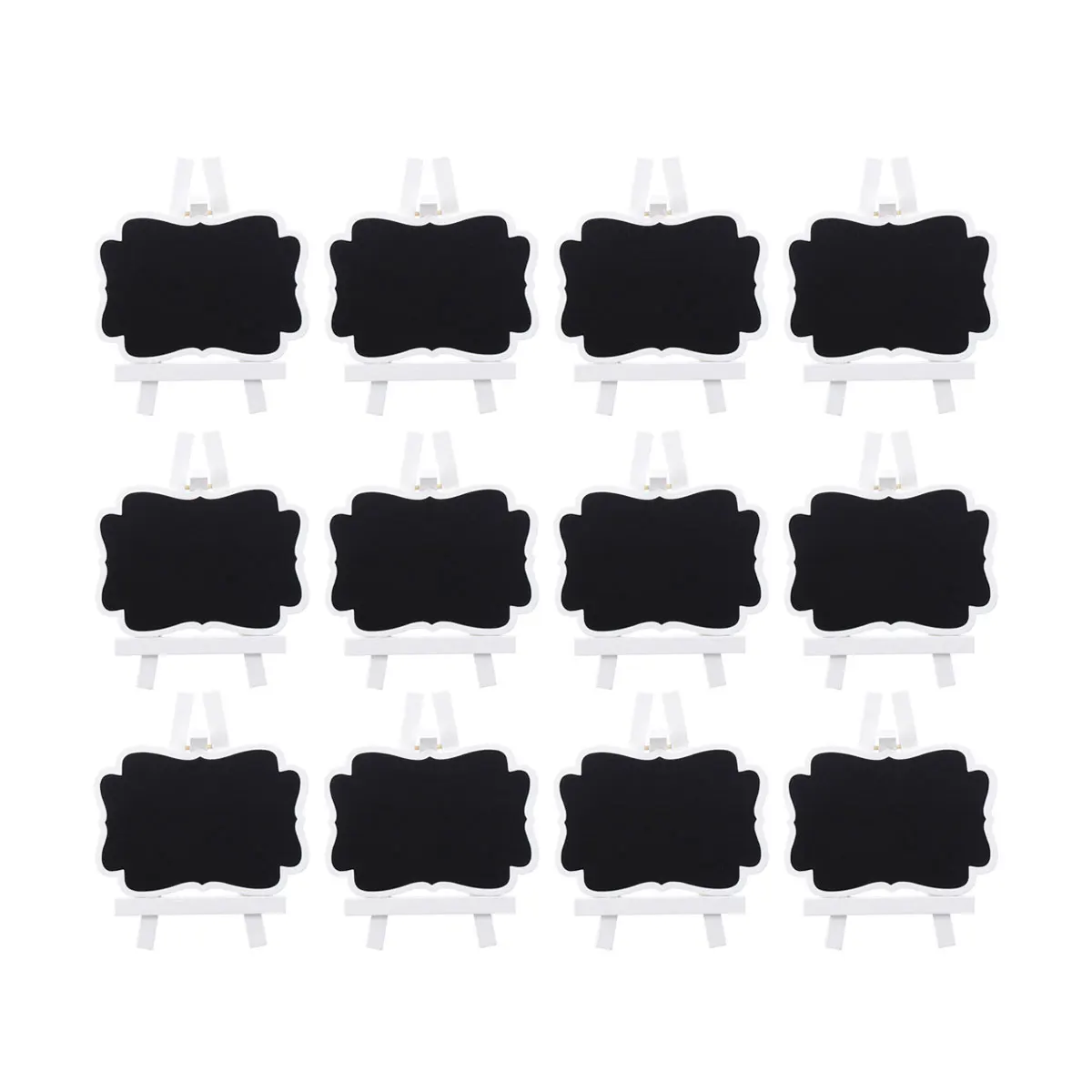 

12 pcs Mini Chalkboards Wooden Small Blackboard Erasable Message Signs Removable Seat Display PVC Shape Design Christmas
