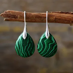 Natural Crystal Stone Water Drop-shaped Ear Hook Earrings for Women Girls Agate Stone Reiki Healing Earrings Hook Earrings 1Pair