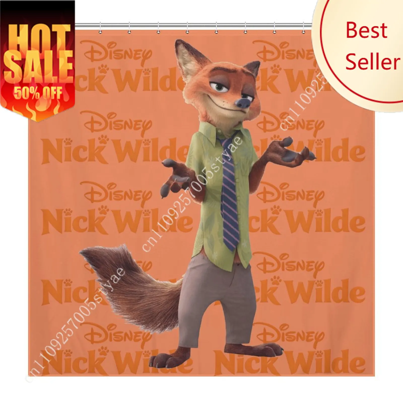 

Nick Wilde Shower Curtain Disney Cartoon Movie Kids Cute Animal Bathroom Home Party Decor Waterproof Custom Bath Curtain