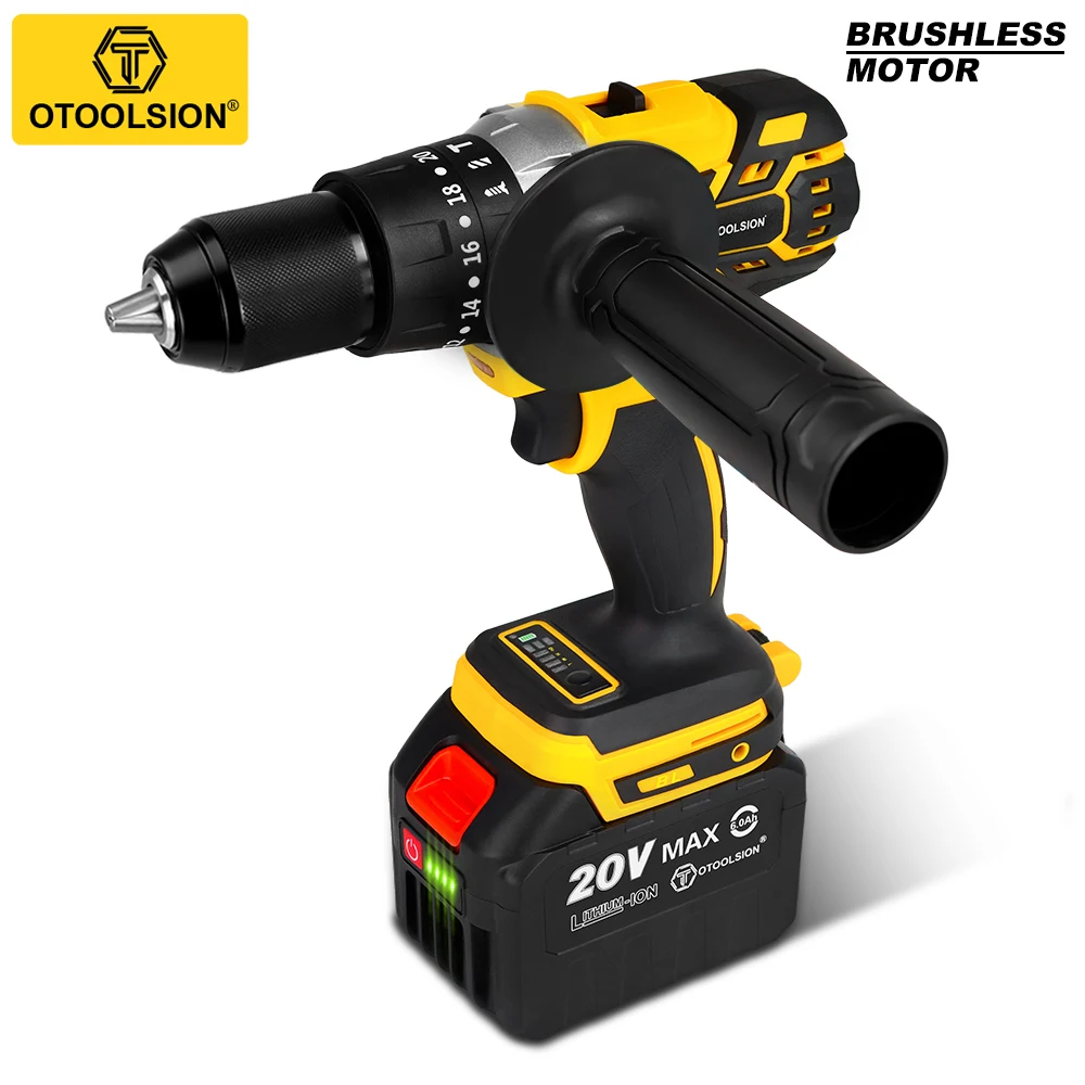 Brushless Electric Drill Cordless Screwdriver with 13mm High Torque and 120N.M Lithium Ion Battery for Ice and Concrete Drilling