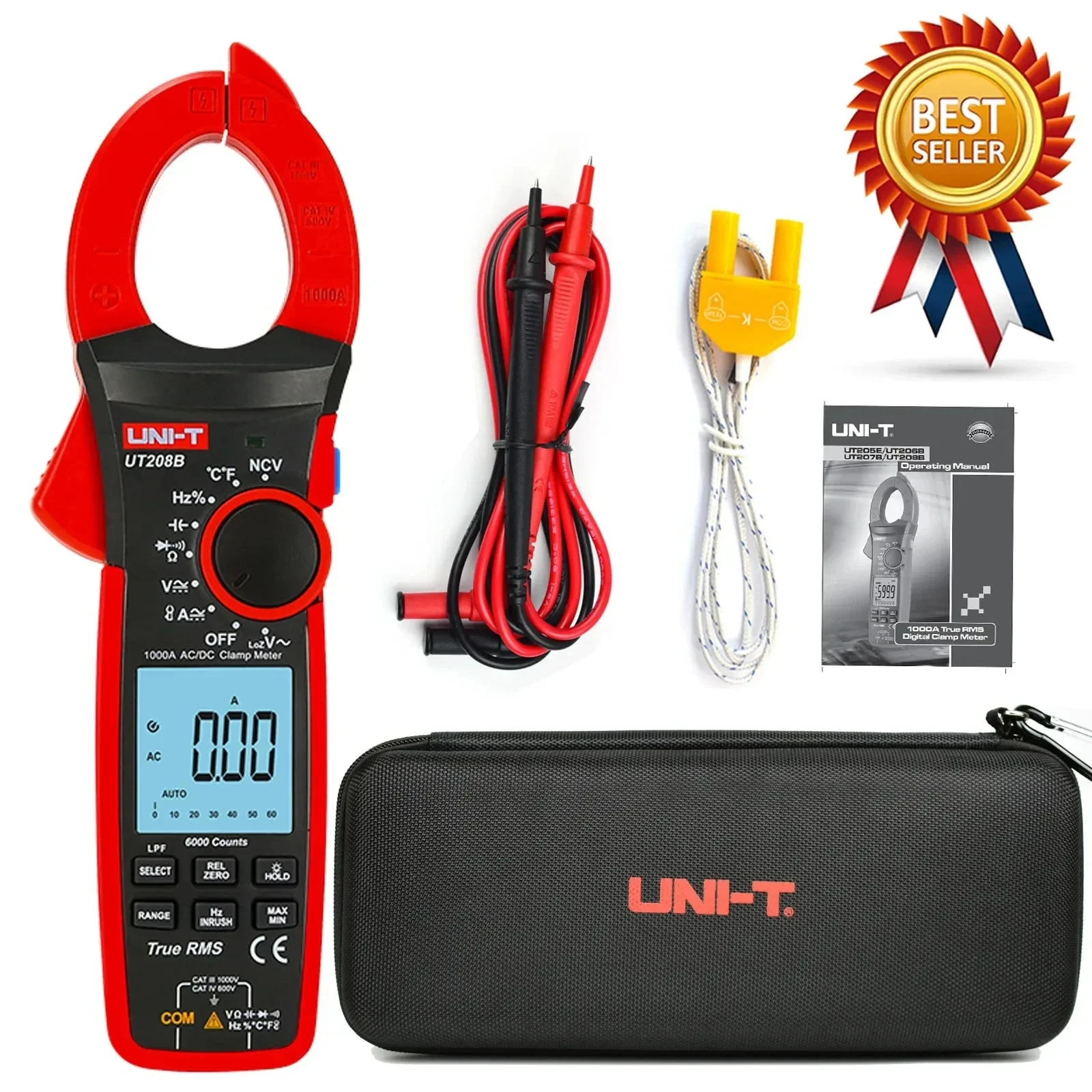 

UNI-T UT206B / UT207B / UT208B 1000A True RMS Digital Clamp Meter; Intelligent Electrician Digital Display Universal Meter.