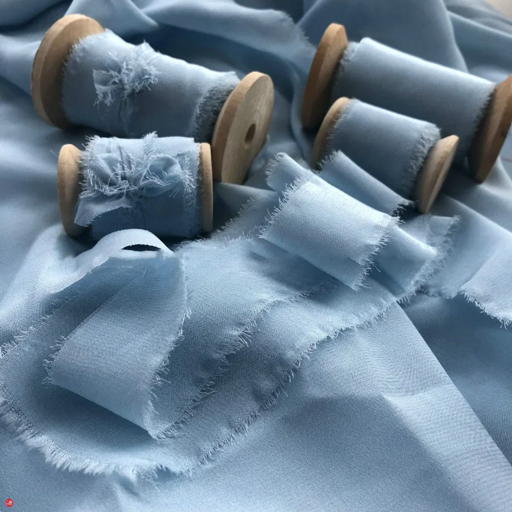 

Real Pure Silk Ribbon Embroidery Satin Cotton Raw Edge for Handcrafts Wedding Party Bridal Bouquet Invitations Rustic Styling