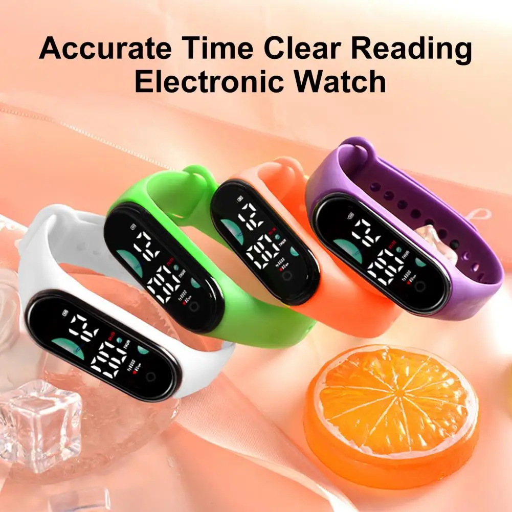 Silicone Strap LED Display Watch Kids Electronic Watch Waterproof Large Screen Luminous Auto Date Full Calendar Digital Watch