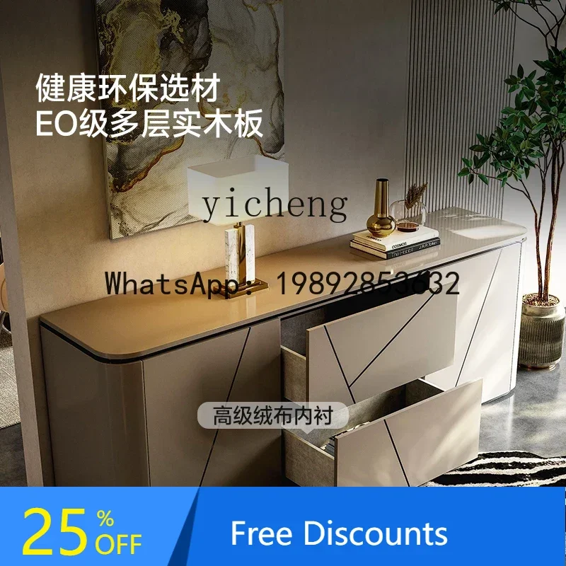 

high-end light luxury dining side cabinet Italian minimalist solid wood decorative cabinet living room locker decoration