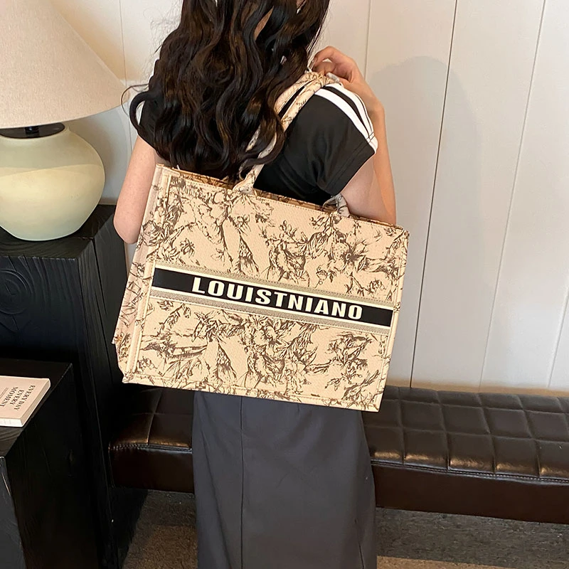 

Handbag Lady Personalized Fashion Printing Large Capacity Canvas Book Tote Bag With Name Women's Custom Commuter Shoulder Bag