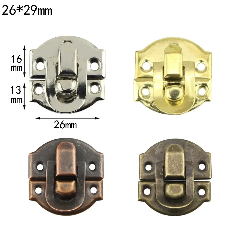 DMH-10Pcs Antique Hasps Iron Lock Catch Latches for Jewelry Box Buckle Suitcase Clip Clasp Wood Wine Latch