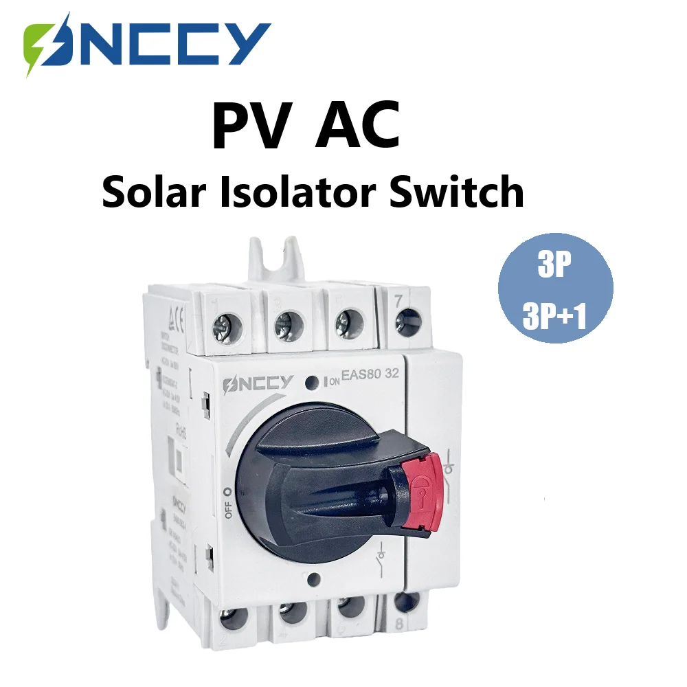 

ONCCY EAS80 AC Isolation Switch,690V 32A 4P 3P Din Rail Mounting Rotating Handle with Lock, Disconnector Switches